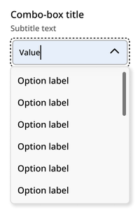 The word value has been typed into the opened combo-box example
