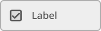 Light gray rectangle with a gray outline, with a dark grey square with a dark gray checkmark and dark grey text label inside