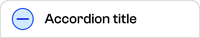 A white rectangle displays a title, with a blue minus sign inside a gray circle to the left of it, indicating the accordion is open.