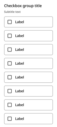 Checkbox group title is black text, subtitle text is smaller in light gray font, followed by eight checkbox buttons stacked vertically