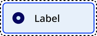 In the focus state, the entire component is surrounded by a dashed line.
