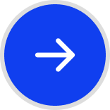 Blue circle with a light gray outline and white icon - example right-facing arrow for Next