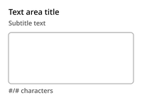 The default component has a title and smaller subtitle above a large white rounded rectangle with gray outline. The text "#/# characters" is below the rectangle.