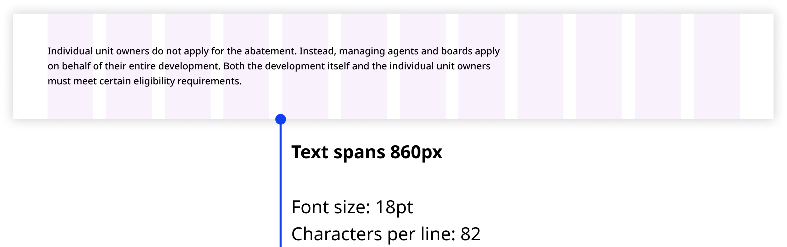 Text spans 860px font size 18pt character per line: 82